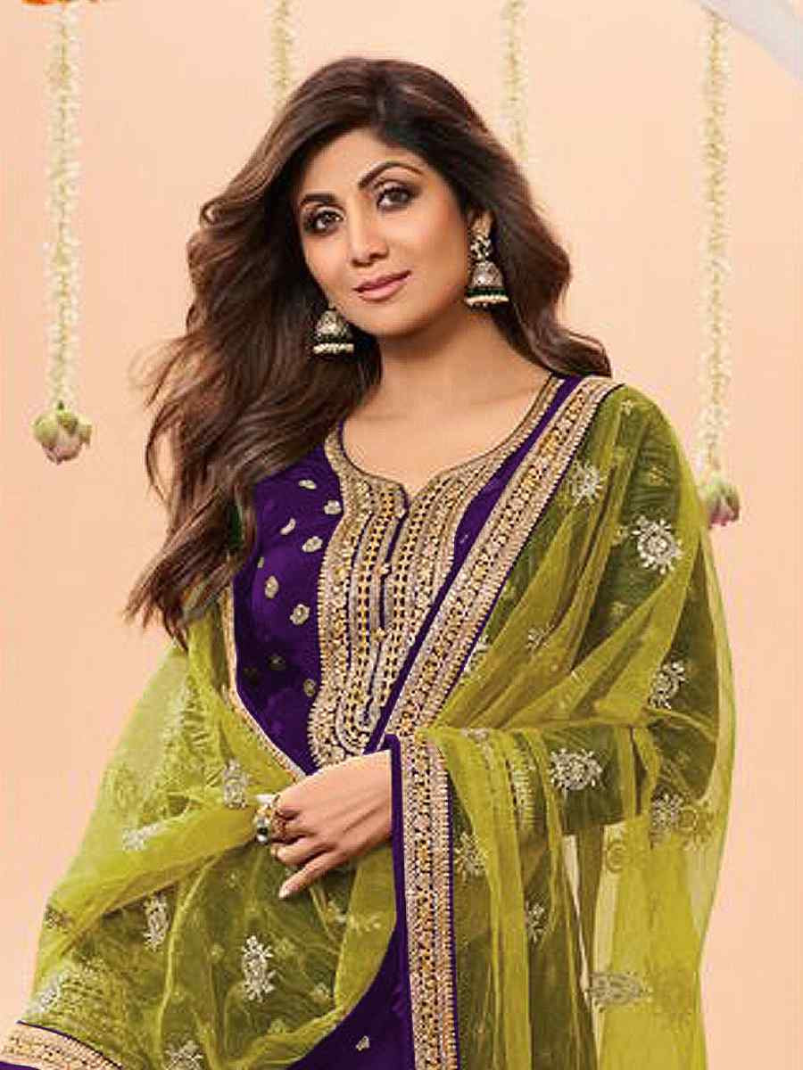 Purple Jacquard Embroidered Festival Casual Weeding Patiala Salwar Kameez