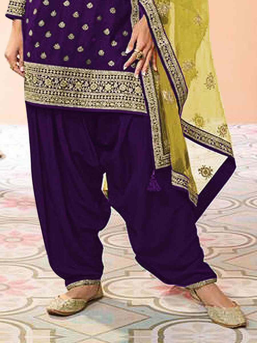 Purple Jacquard Embroidered Festival Casual Weeding Patiala Salwar Kameez