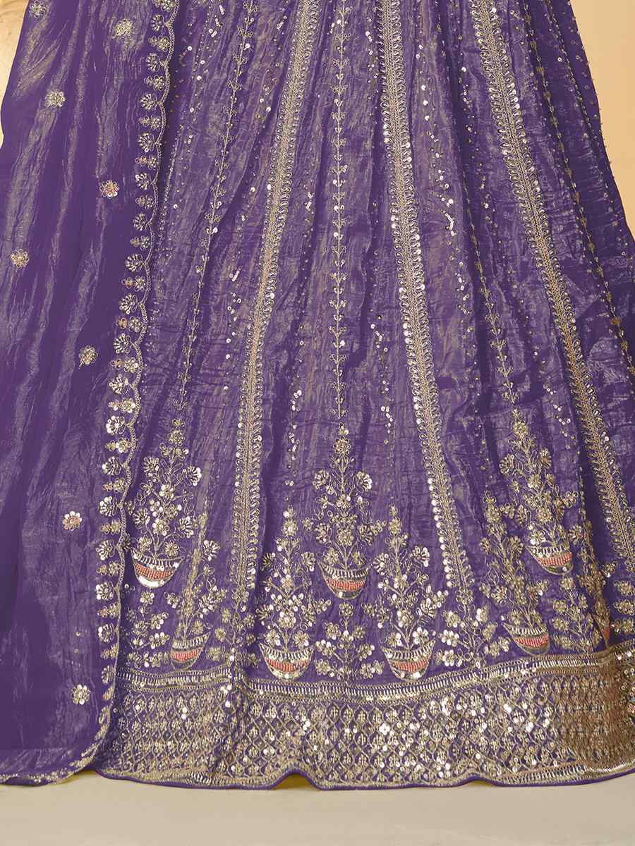 Purple Jimmy choo Embroidered Wedding Bridesmaid Heavy Border Lehenga Choli