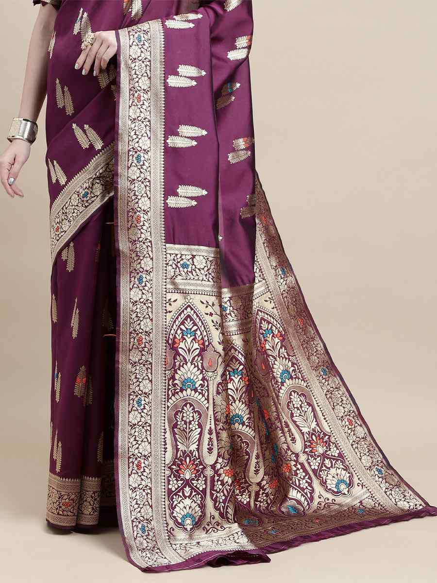 Purple Kanjivaram Silk Handwoven Wedding Festival Heavy Border Saree