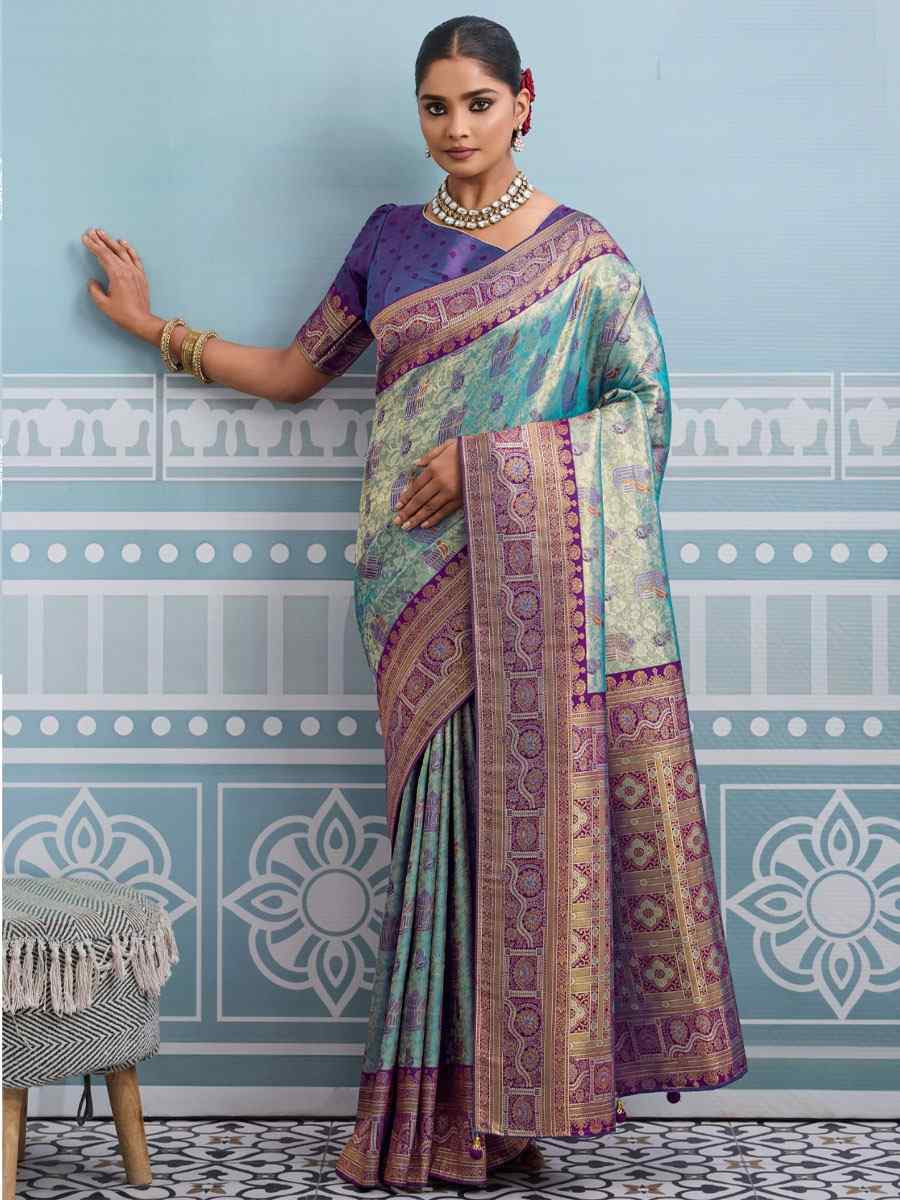 Purple Kanjivaram Soft Silk Kanjivaram Traditional Casual Reception Festival Wedding Fancy Heavy Border Saree