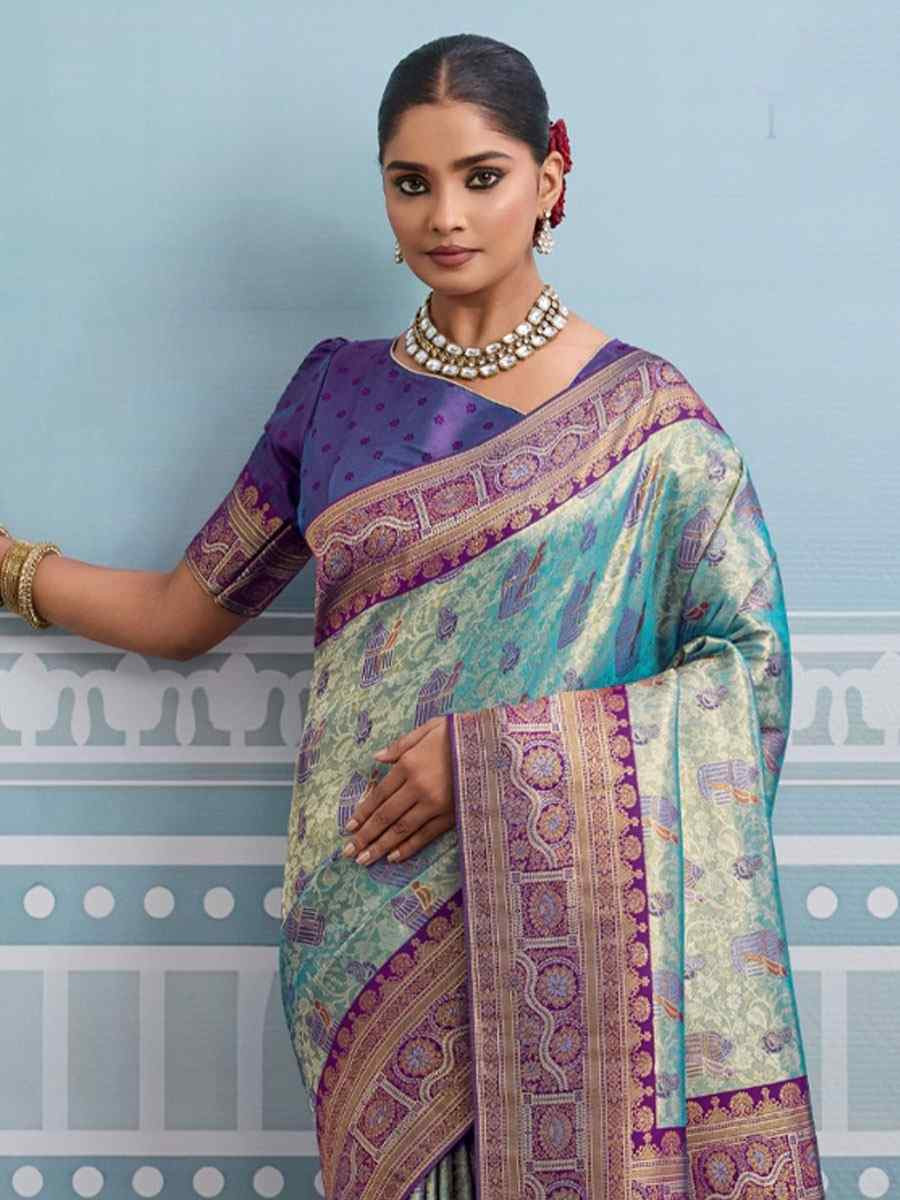 Purple Kanjivaram Soft Silk Kanjivaram Traditional Casual Reception Festival Wedding Fancy Heavy Border Saree