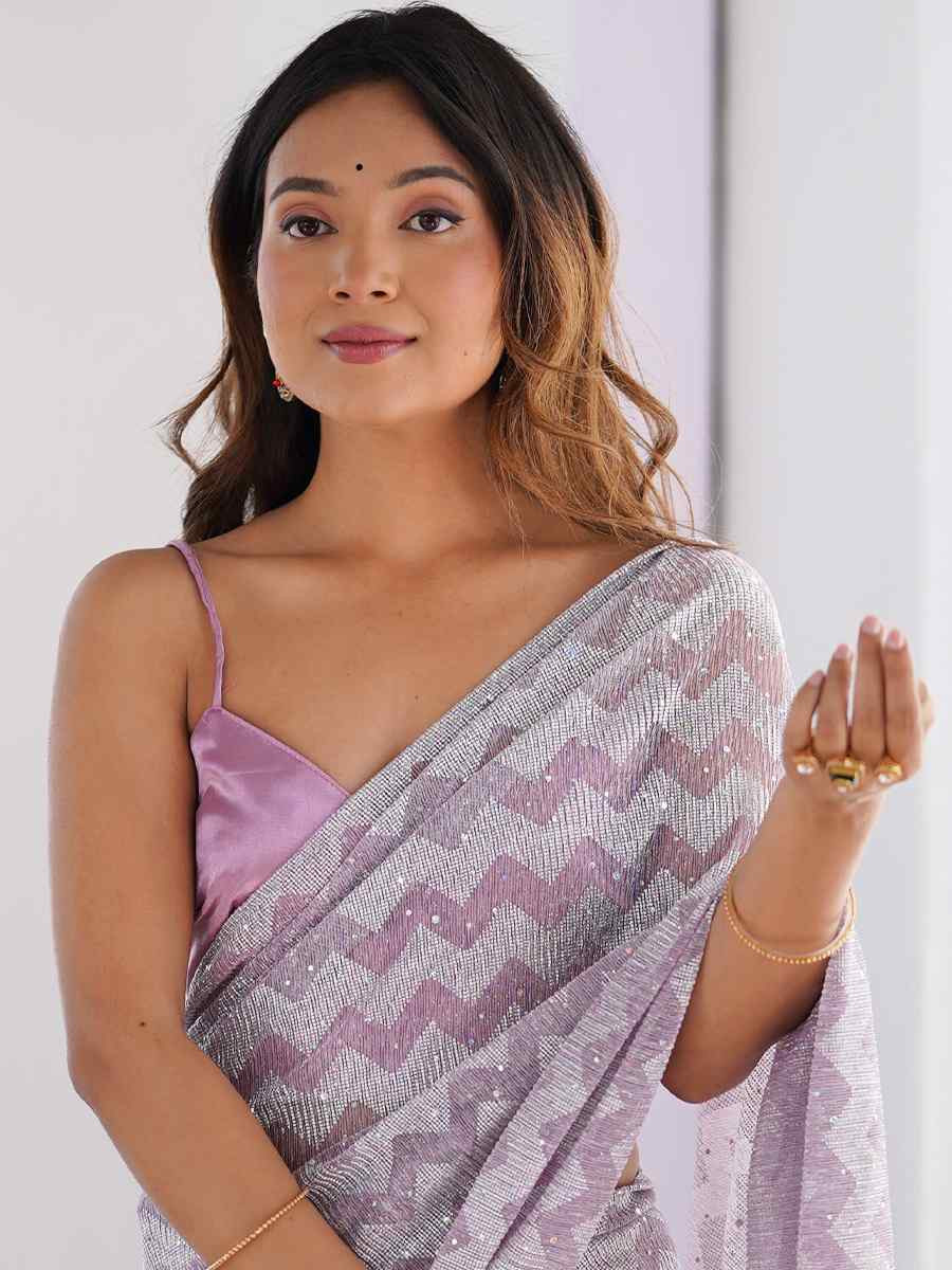 Purple Knitted Printed Festival Wedding Fancy Heavy Border Saree
