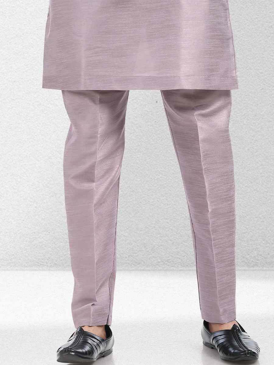 Purple Light Art Banarasi Silk Woven Festival Wedding Kurta