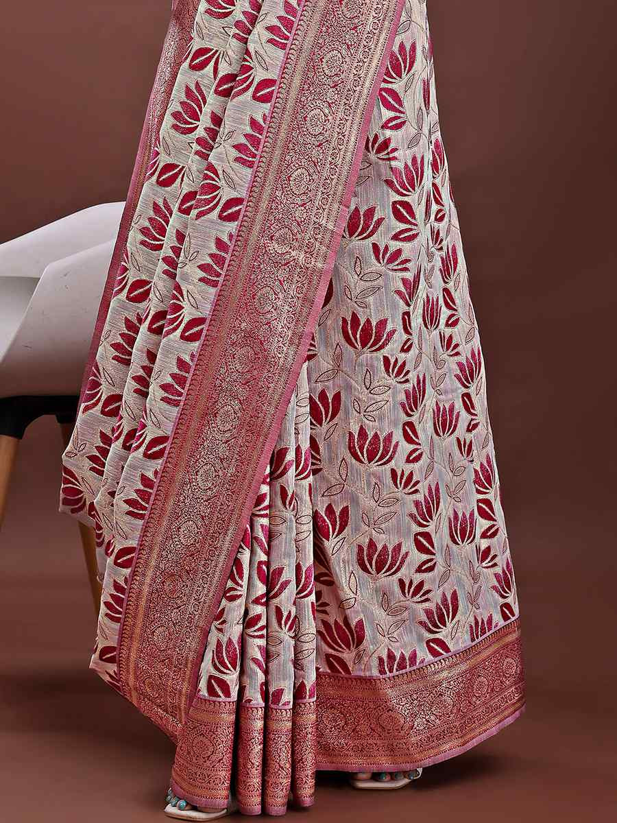 Purple Linen Cotton Handwoven Festival Wedding Fancy Heavy Border Saree