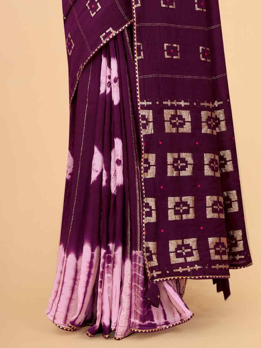 Purple Modal Viscose Silk Printed Party Festival Contemporary Saree