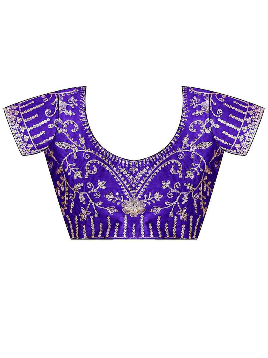 Purple Moss Chiffon Embroidery Party Bridal Reception Festival Wedding Fancy Heavy Border Saree