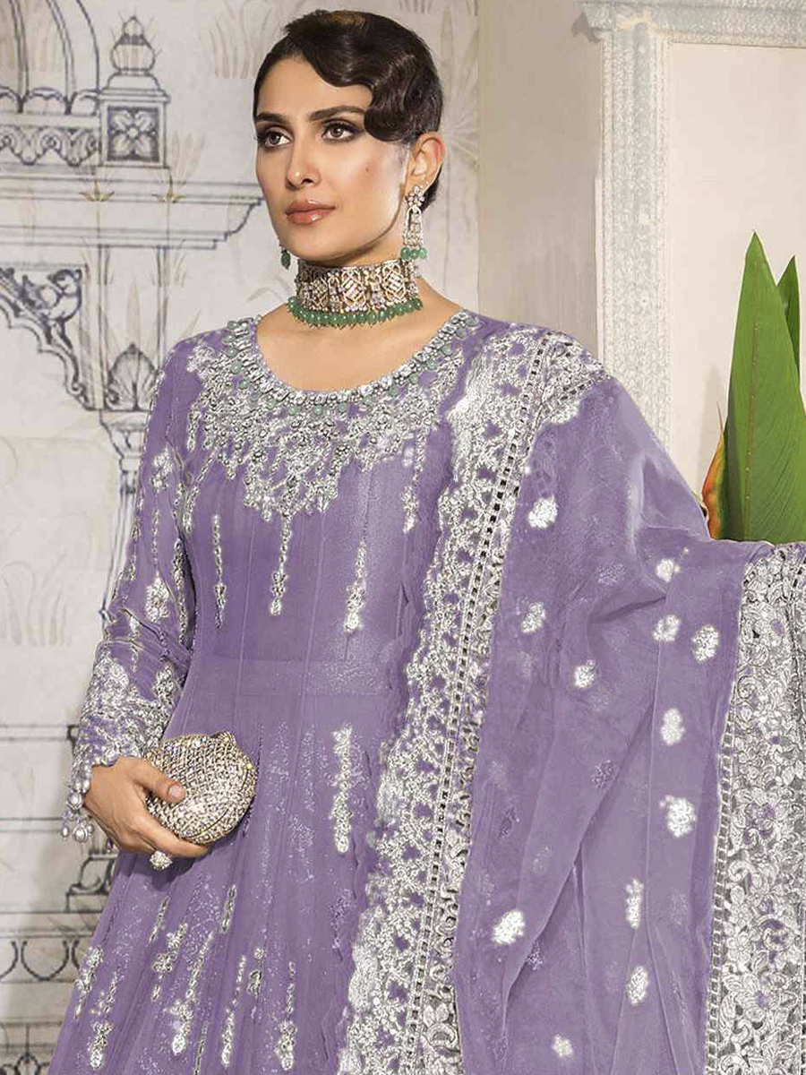 Purple Net Embroidered Festival Party Anarkali Salwar Kameez