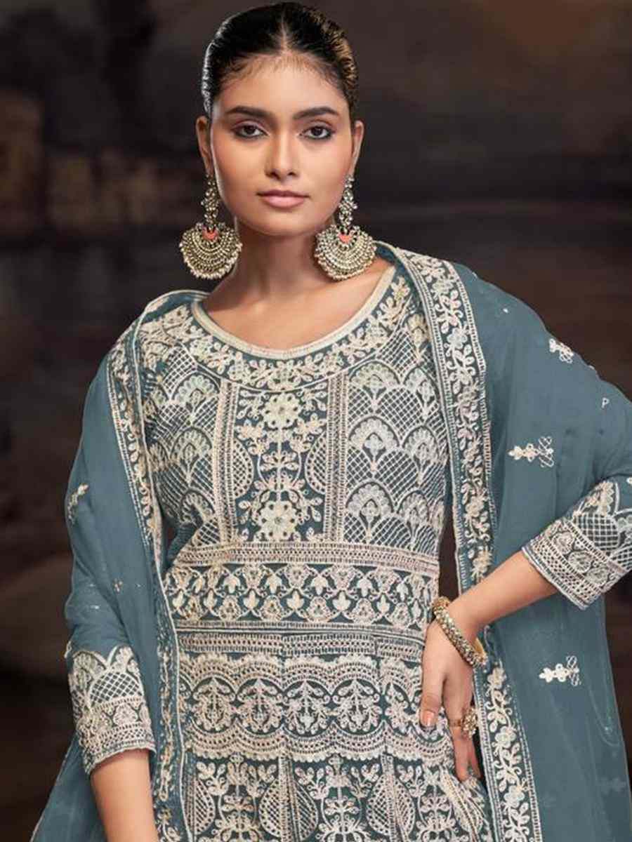 Purple Net Embroidered Festival Wedding Anarkali Salwar Kameez