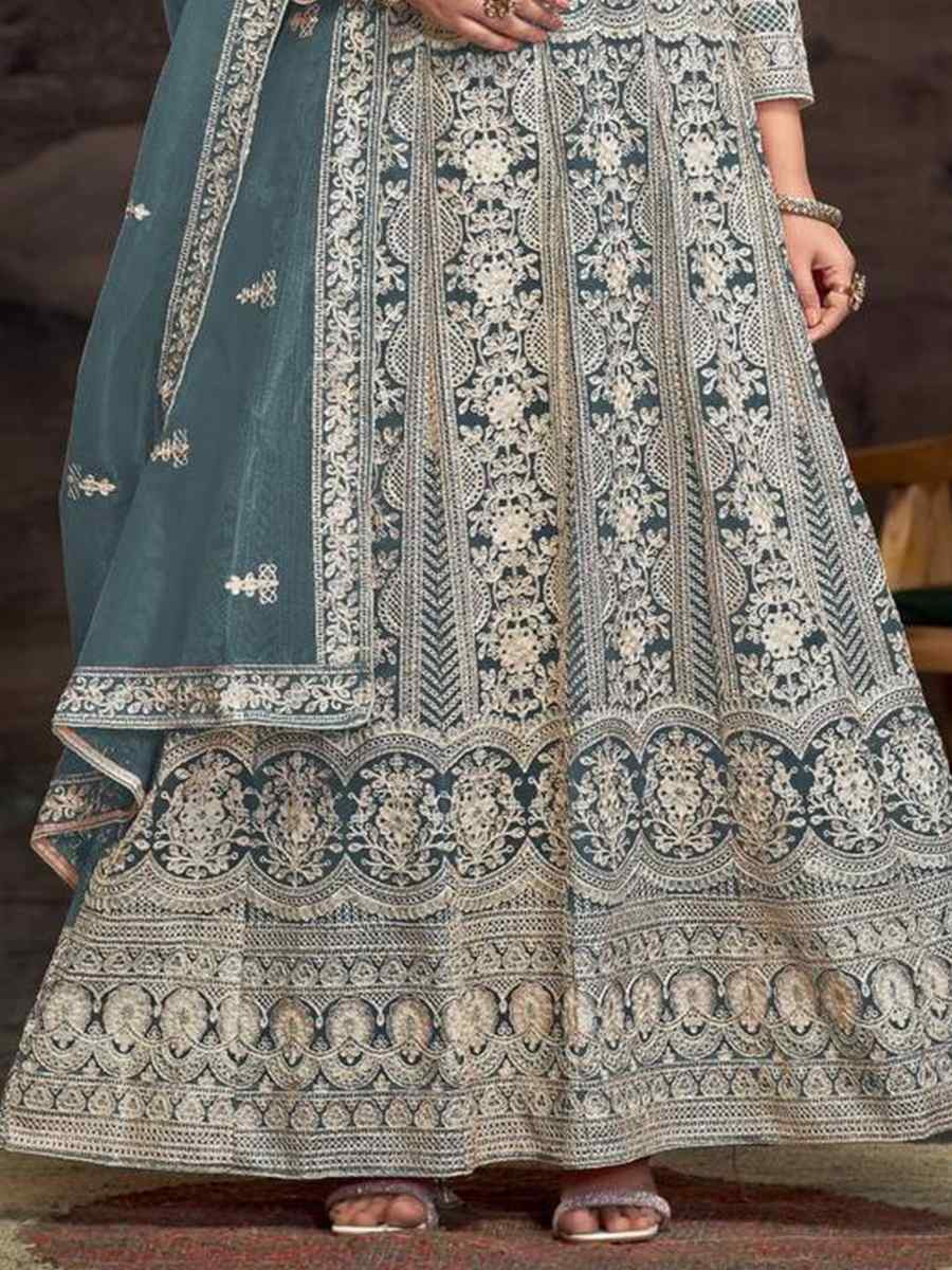 Purple Net Embroidered Festival Wedding Anarkali Salwar Kameez