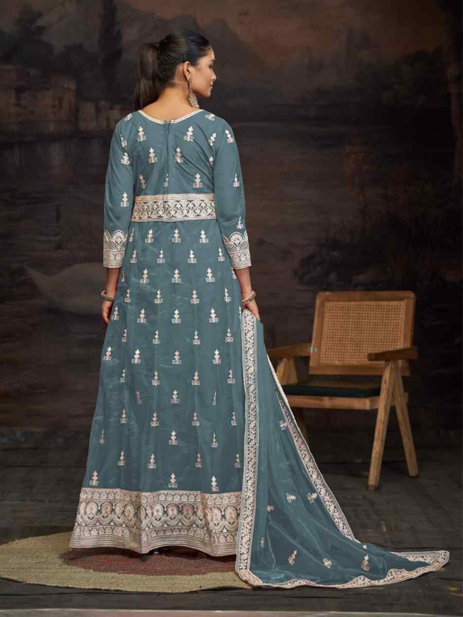 Purple Net Embroidered Festival Wedding Anarkali Salwar Kameez