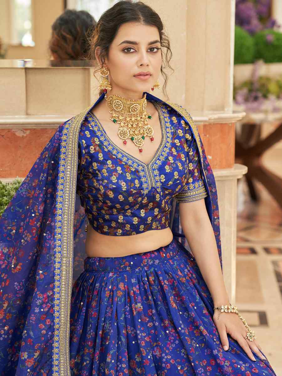 Purple Organza Embroidered Engagement Wedding Heavy Border Lehenga Choli