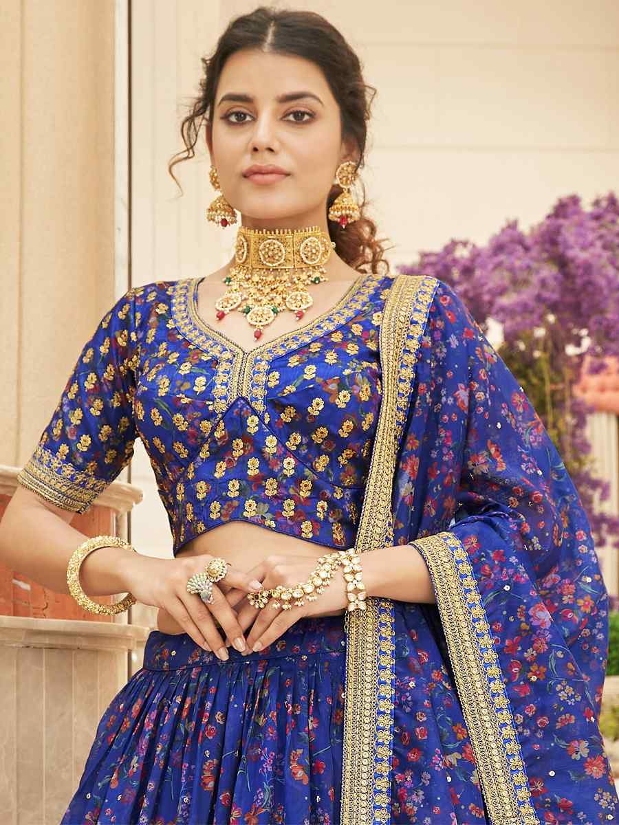 Purple Organza Embroidered Engagement Wedding Heavy Border Lehenga Choli