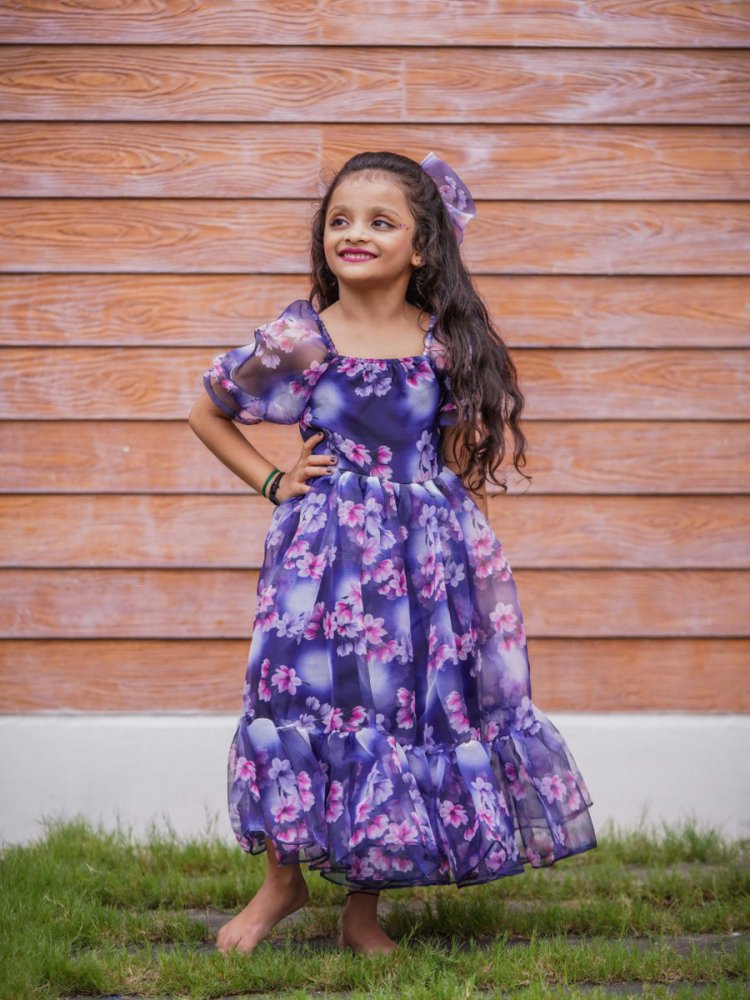 Purple Organza Embroidered Wedding Party Salwars Girls Wear