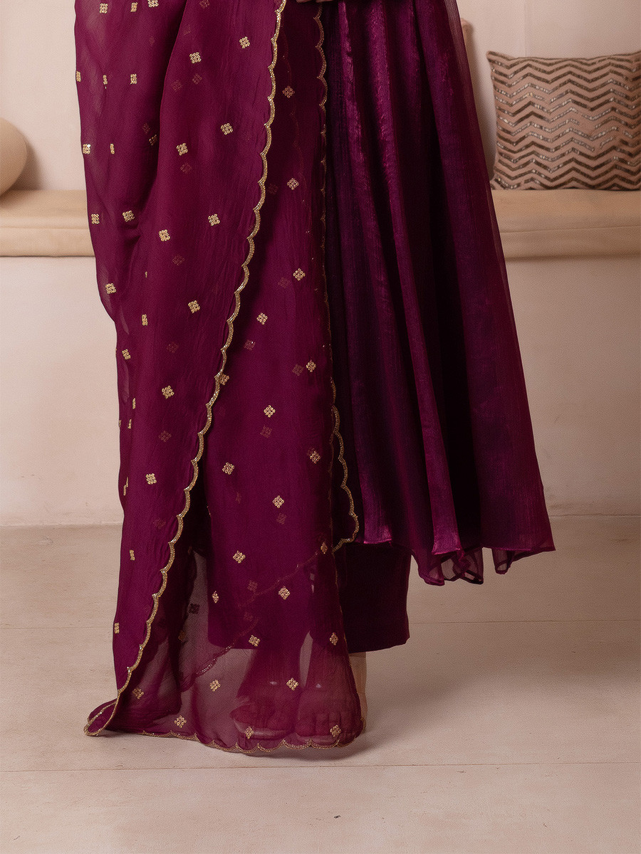 Purple Organza Embroidery Wedding Party Festival Casual Ready Anarkali Palazzo Pant Salwar Kameez
