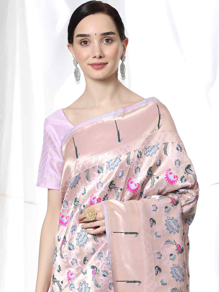 Purple Paithani Silk Handwoven Wedding Festival Heavy Border Saree