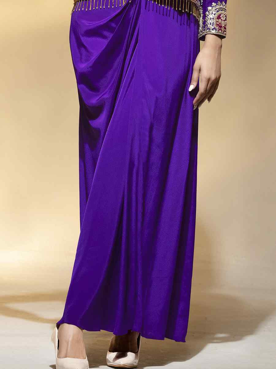 Purple Premium Crepe Embroidered Festival Wedding Party Kurti Bottom Women Wear