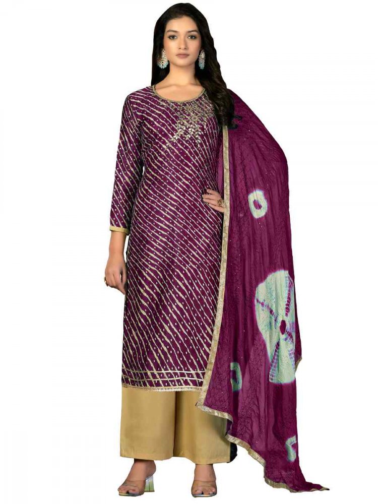 Purple Premium Jam Cotton Handwoven Casual Festival Pant Salwar Kameez