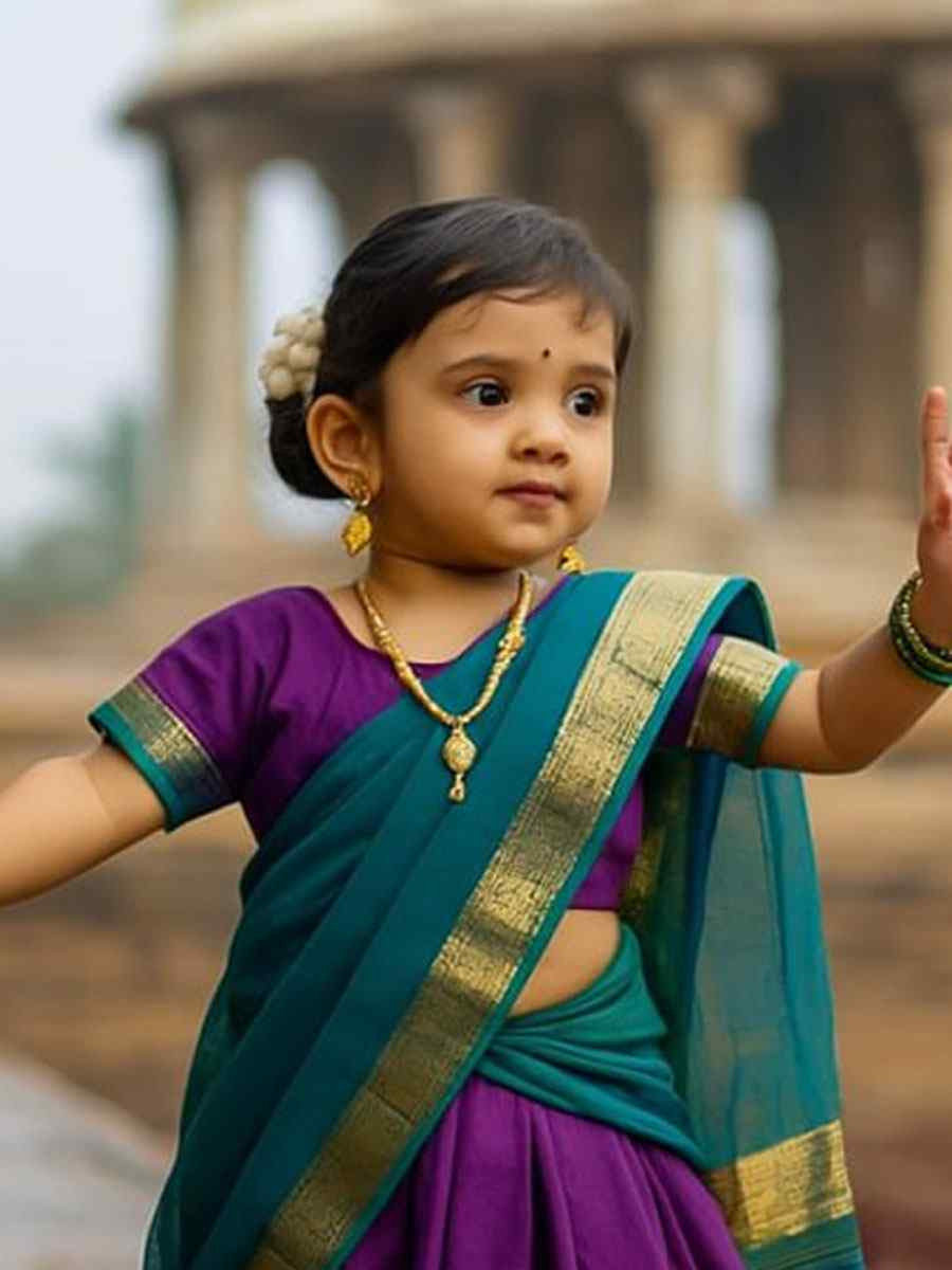 Purple Premium Lichi Silk Brocade Kids Wear Wedding Festival Lehengas Girls Wear