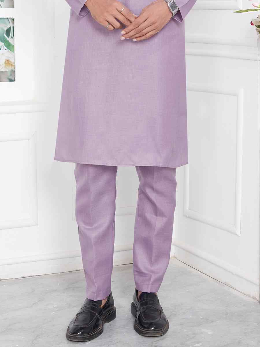 Purple Premium Linen Cotton Printed Festival Casual Kurta