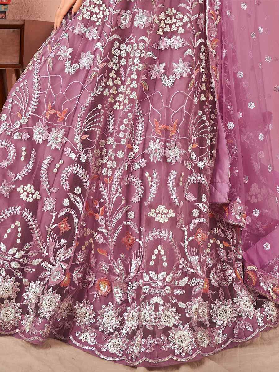 Purple Premium Silk Embroidered Festival Ready Circular Lehenga Choli