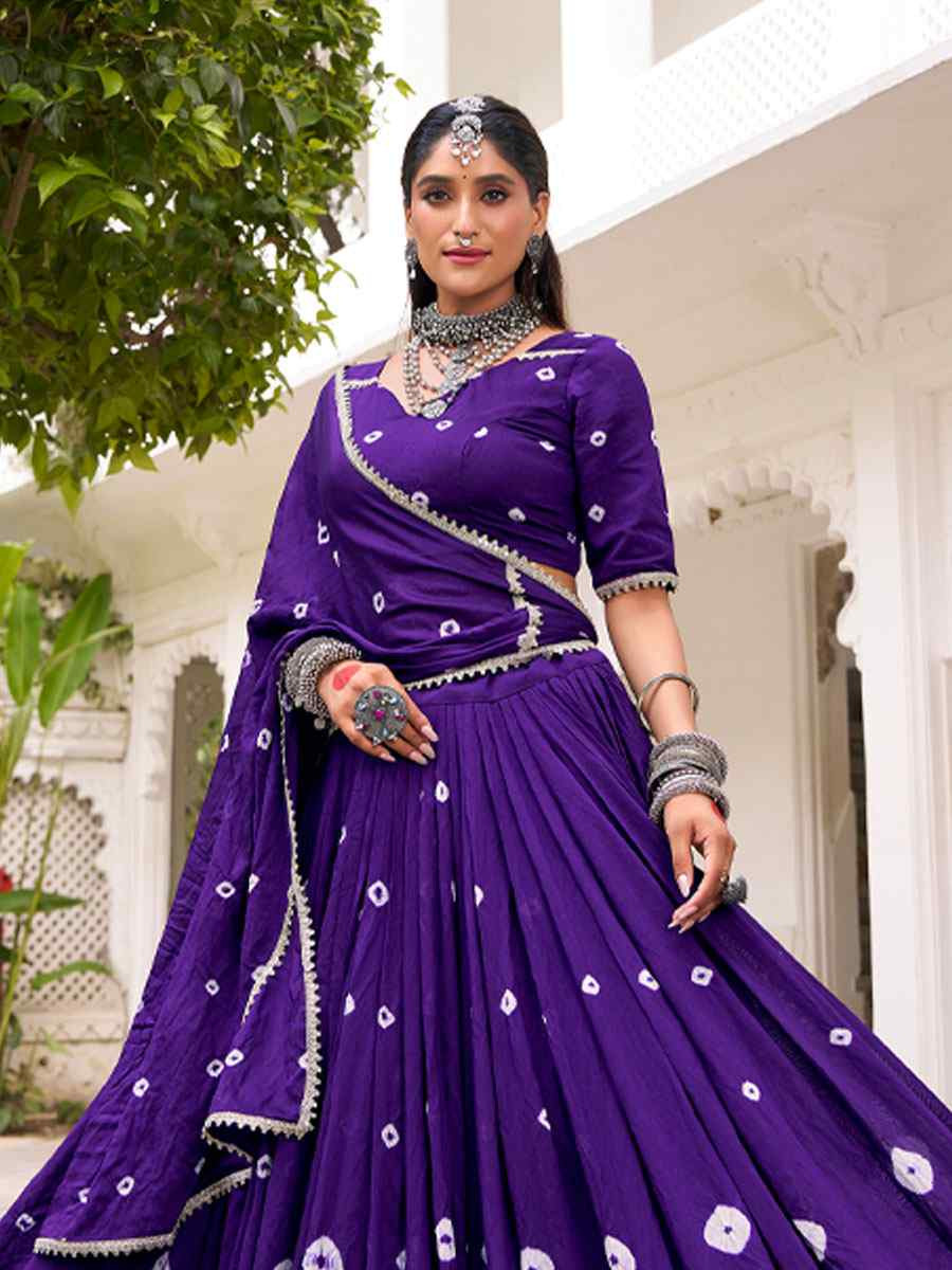 Purple Pure Chanderi Embroidered Festival Traditional Lehenga Choli
