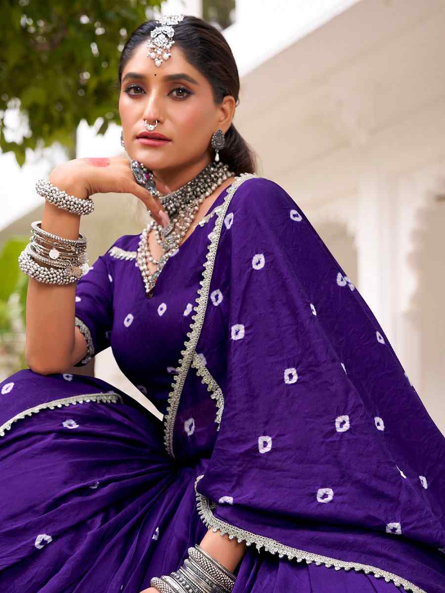 Purple Pure Chanderi Embroidered Festival Traditional Lehenga Choli