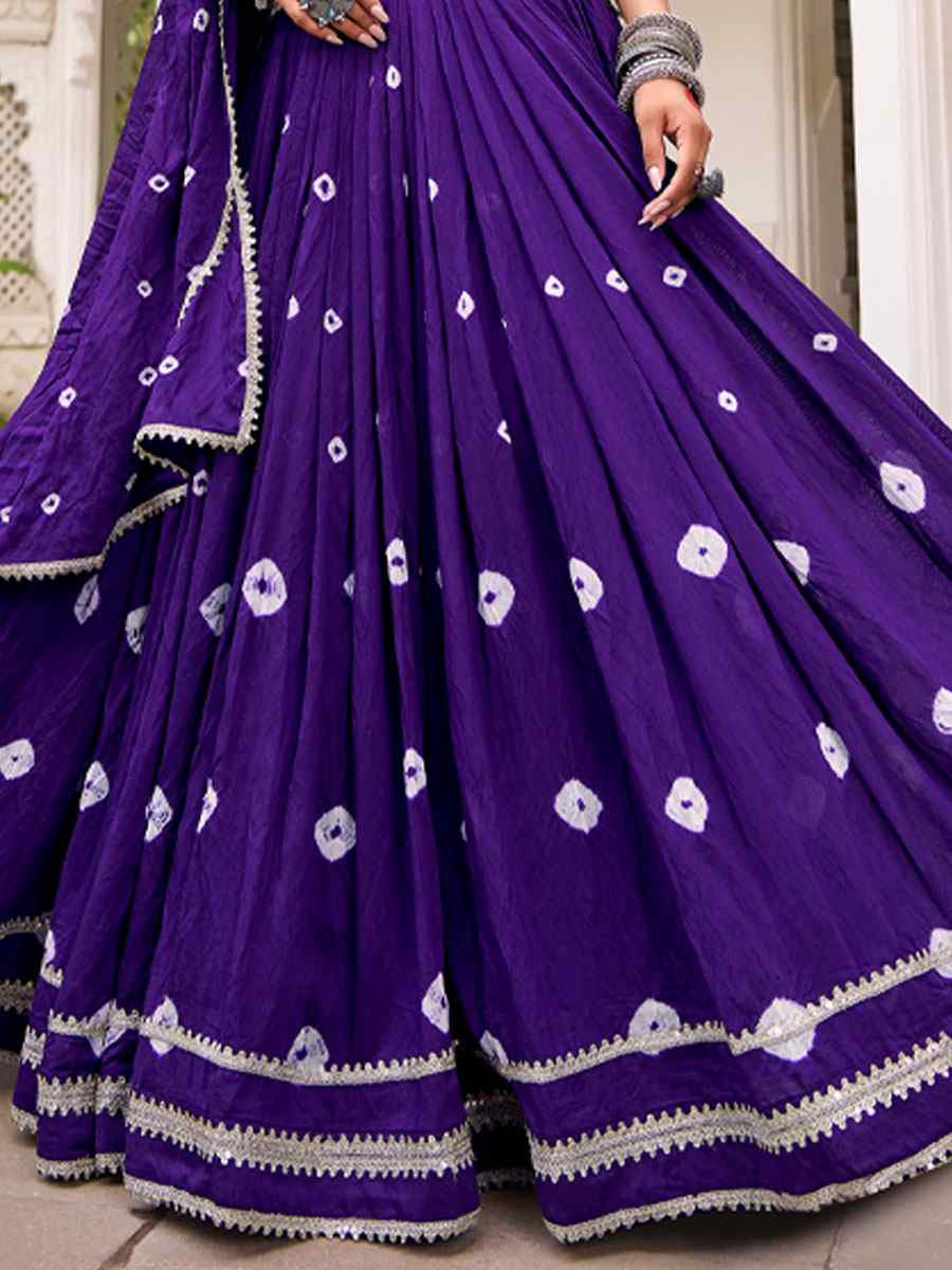 Purple Pure Chanderi Embroidered Festival Traditional Lehenga Choli