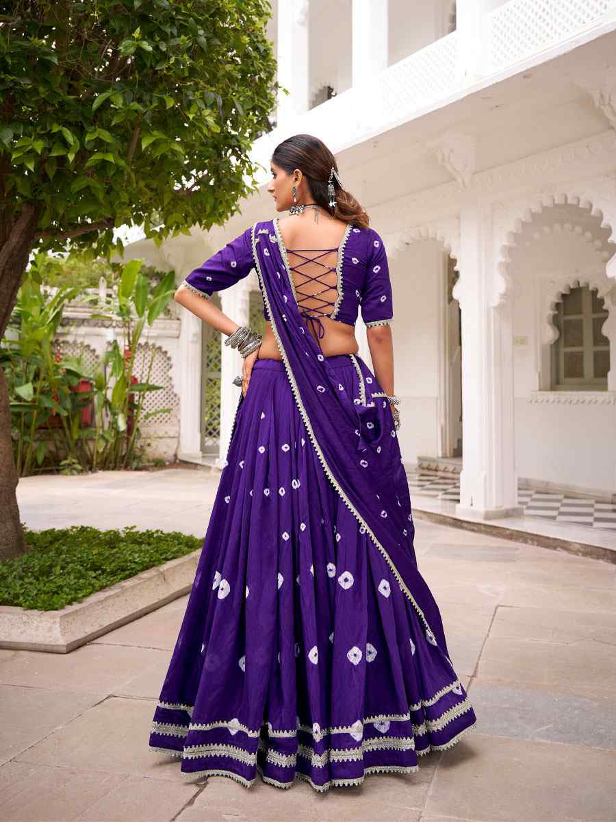 Purple Pure Chanderi Embroidered Festival Traditional Lehenga Choli