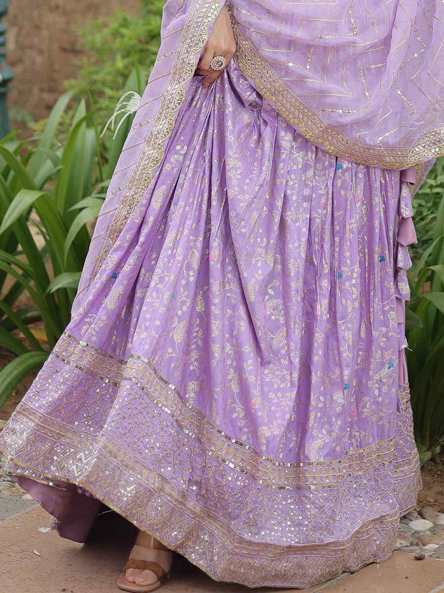 Purple Pure Dyable Viscose Embroidery Reception Party Wear Heavy Border Lehenga Choli