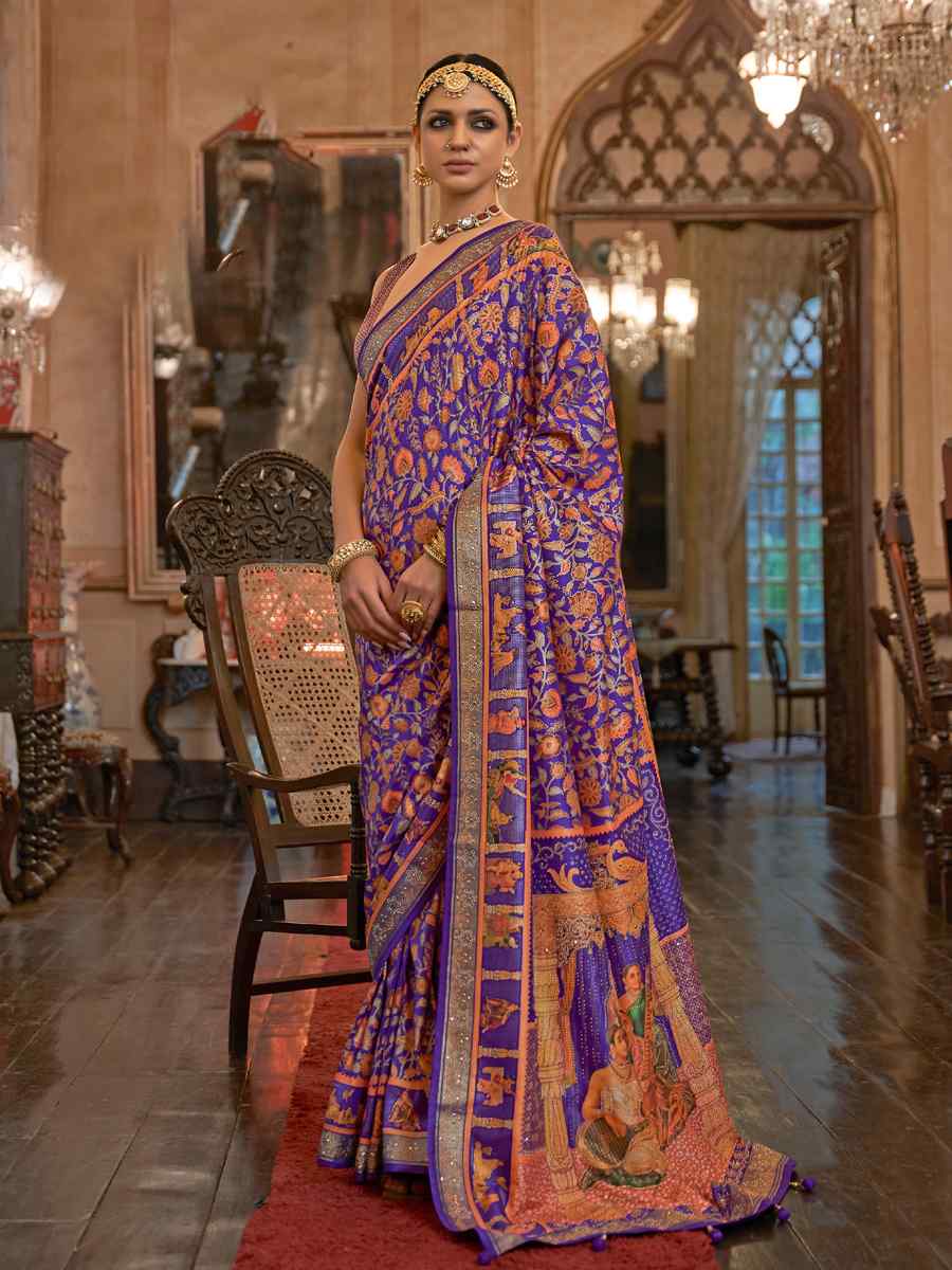 Purple Pure Patola Handwoven Wedding Festival Classic Style Saree