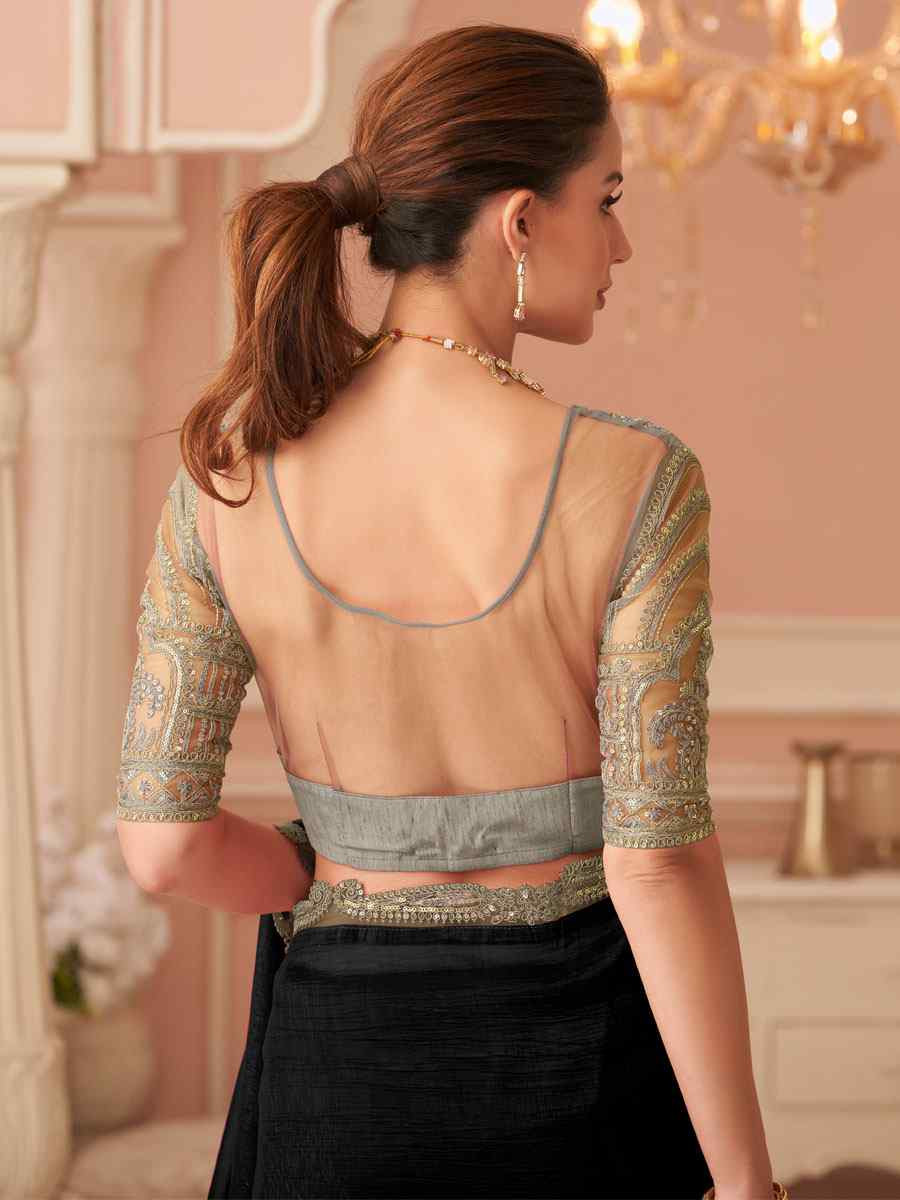 Purple Rainbow Georgette Embroidery Bridal Reception Festival Wedding Fancy Heavy Border Saree