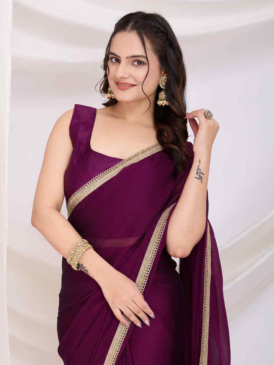 Purple Rangoli Silk Solid Festival Wedding Fancy Heavy Border Saree