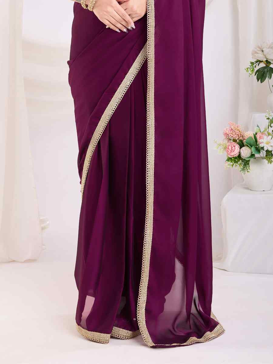 Purple Rangoli Silk Solid Festival Wedding Fancy Heavy Border Saree