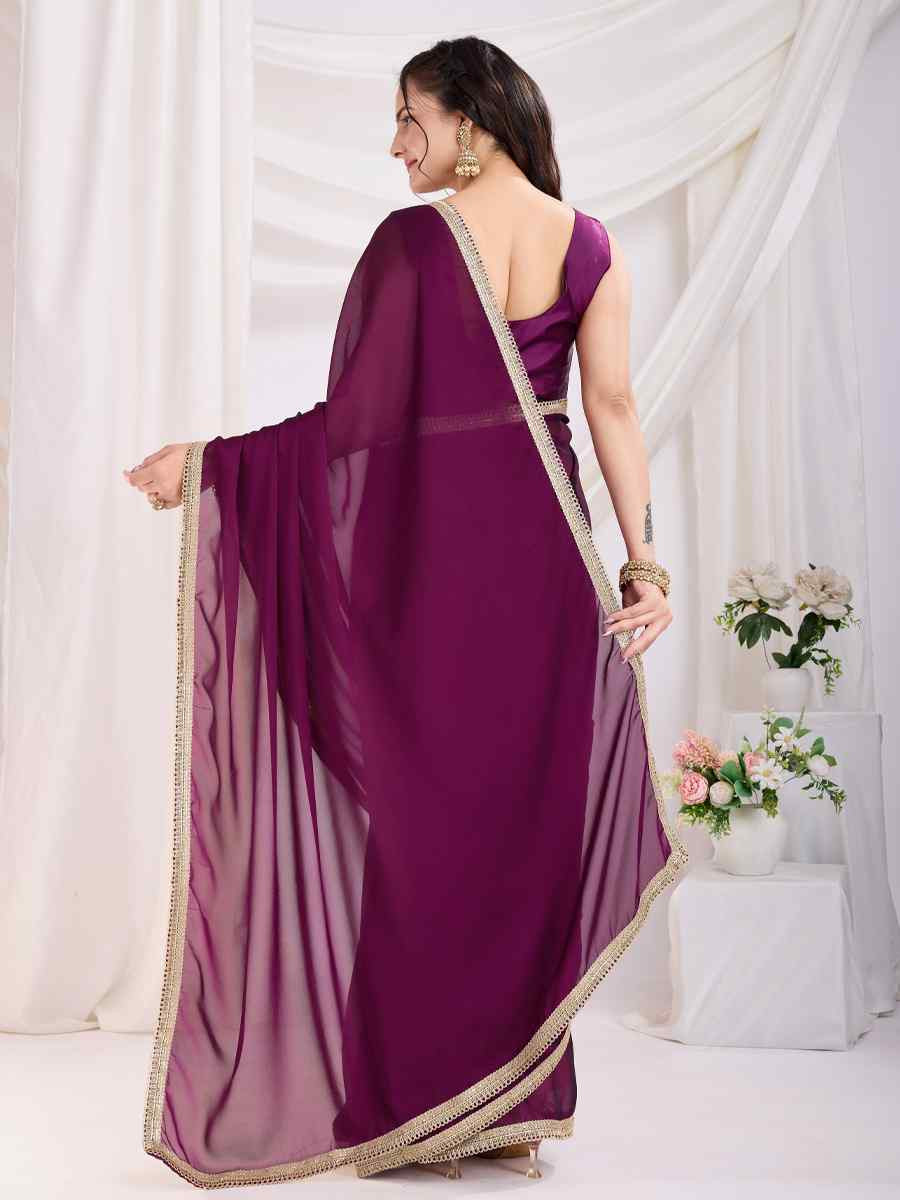 Purple Rangoli Silk Solid Festival Wedding Fancy Heavy Border Saree
