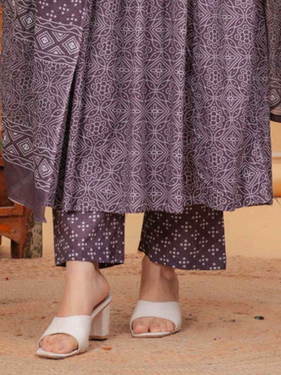 Purple Rayon Printed Party Wedding Festival Casual Ready Anarkali Salwar Kameez