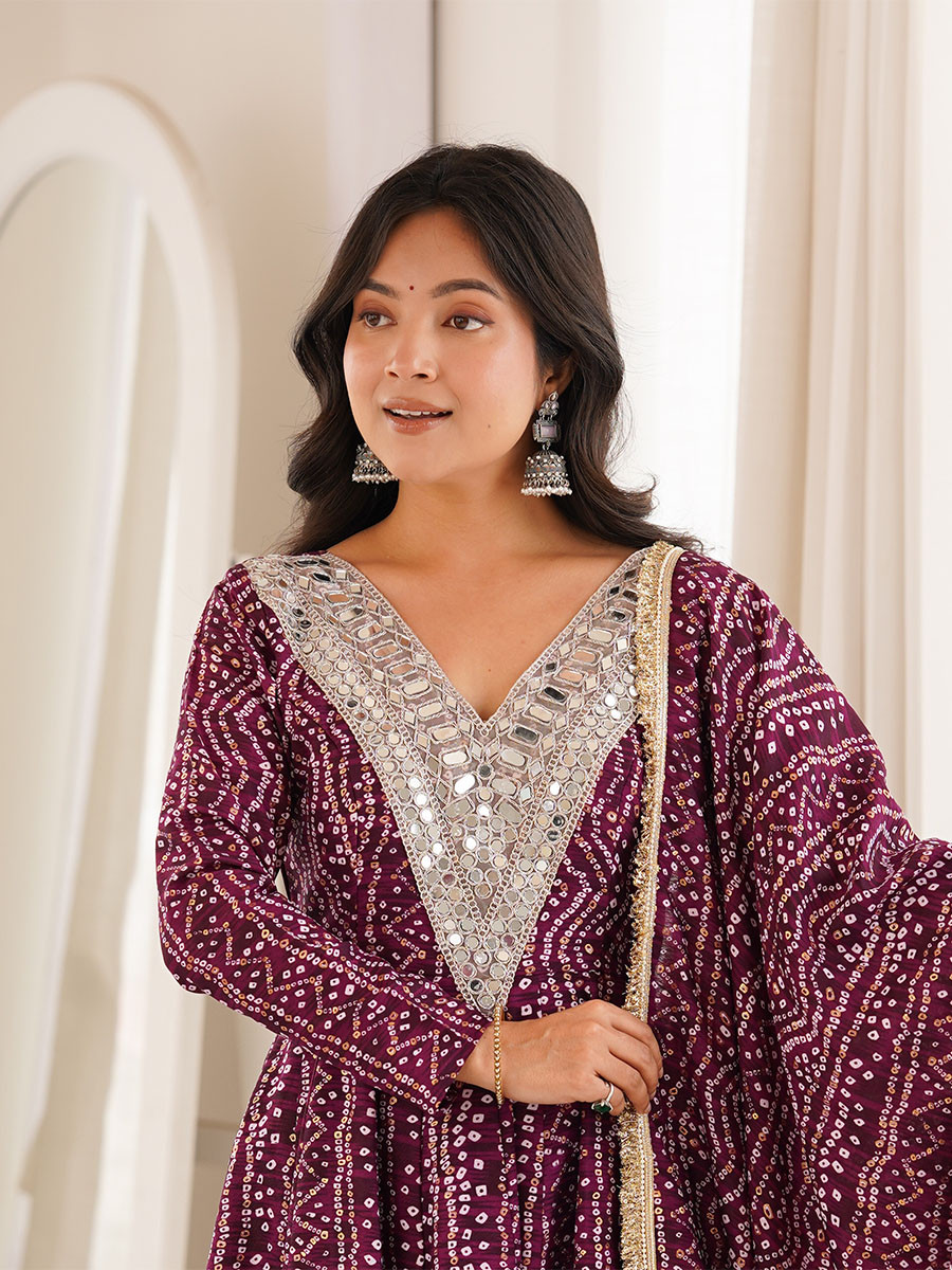 Purple Rayon Silk Embroidery Sequins Wedding Party Festival Casual Ready Anarkali Pant Salwar Kameez