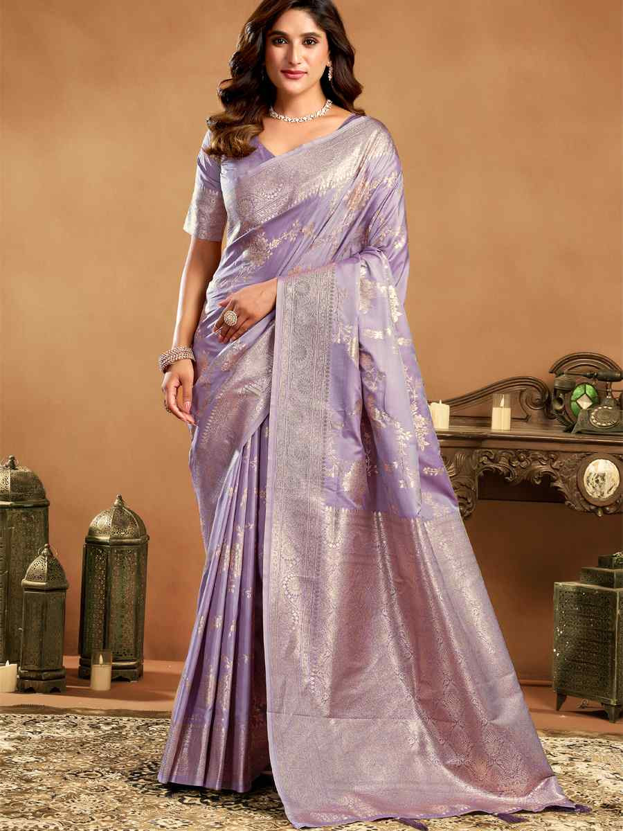 Purple Rich Pallu Silk Handwoven Traditional Bridal Reception Festival Wedding Fancy Heavy Border Saree