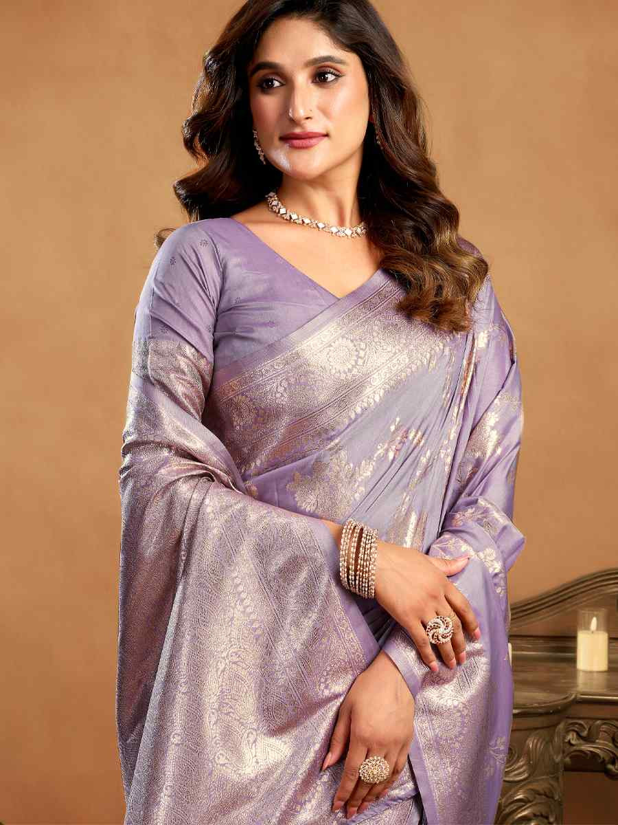 Purple Rich Pallu Silk Handwoven Traditional Bridal Reception Festival Wedding Fancy Heavy Border Saree