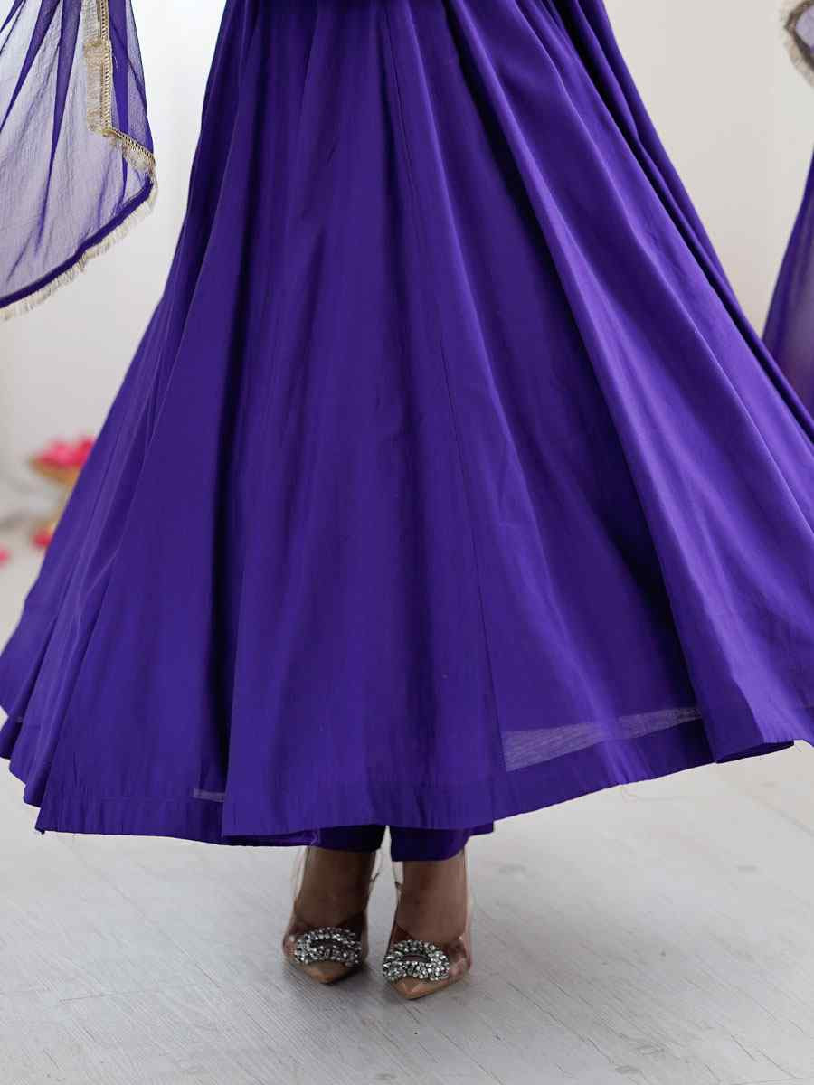 Purple Roman Silk Embroidery Party Wedding Festival Casual Ready Pant Anarkali Salwar Kameez