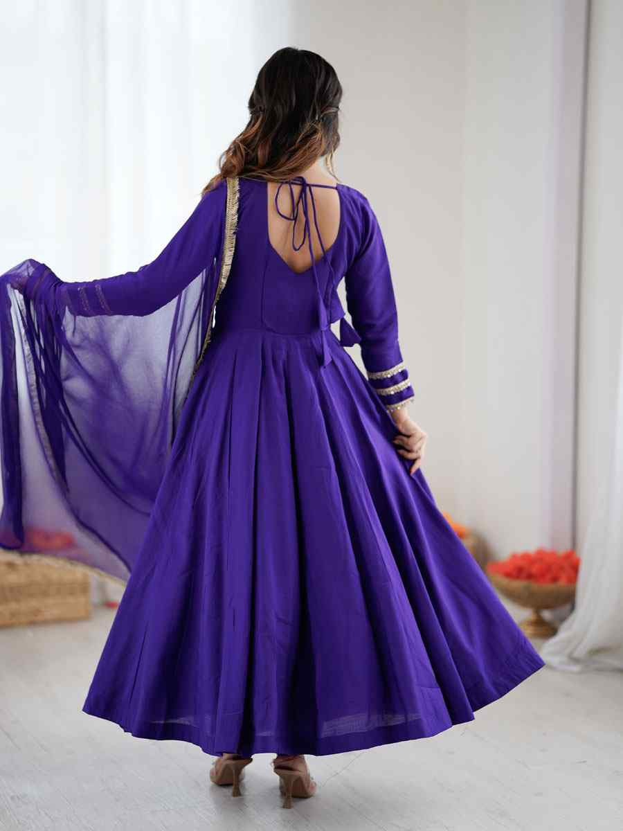 Purple Roman Silk Embroidery Party Wedding Festival Casual Ready Pant Anarkali Salwar Kameez