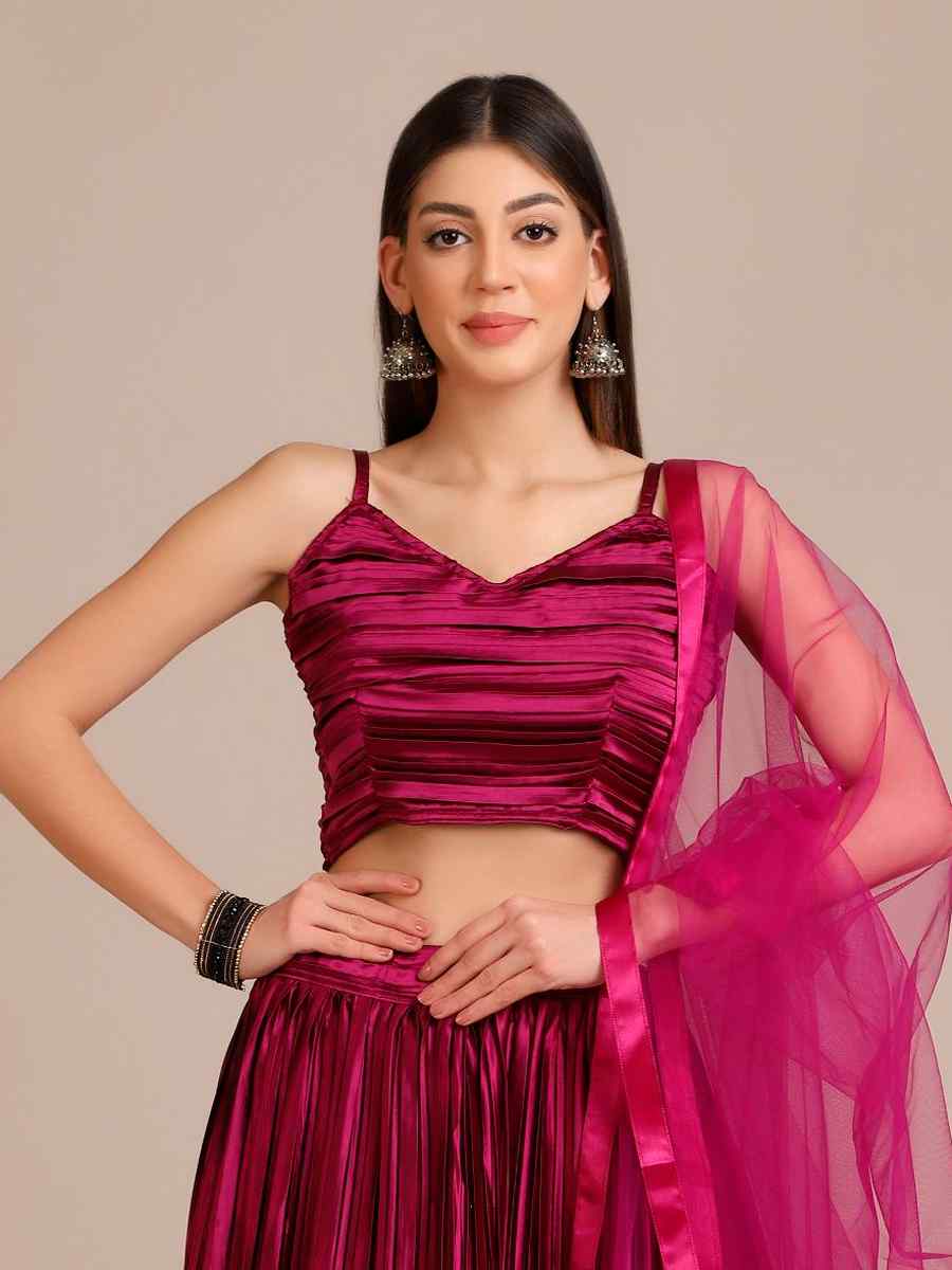 Purple Satin Silk Printed Festival Mehendi Circular Lehenga Choli
