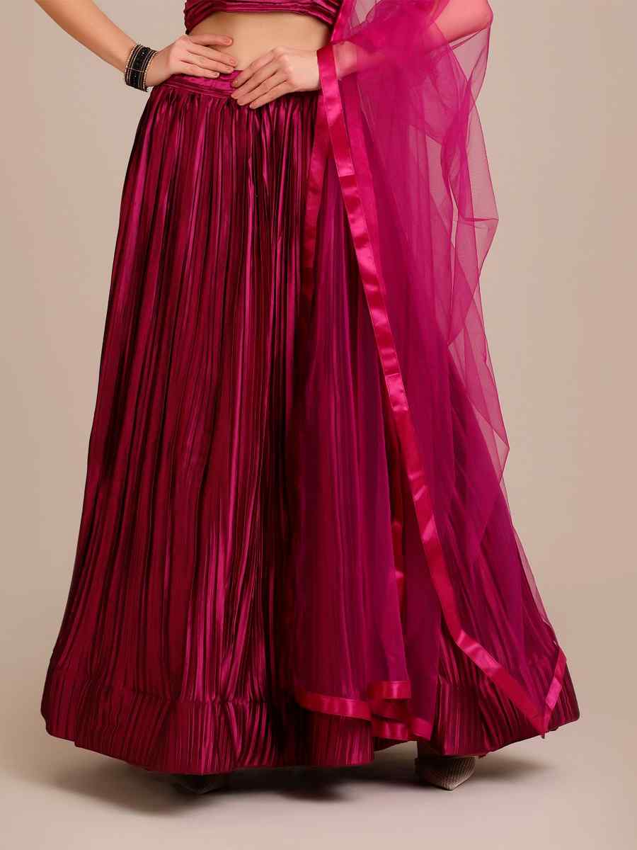 Purple Satin Silk Printed Festival Mehendi Circular Lehenga Choli