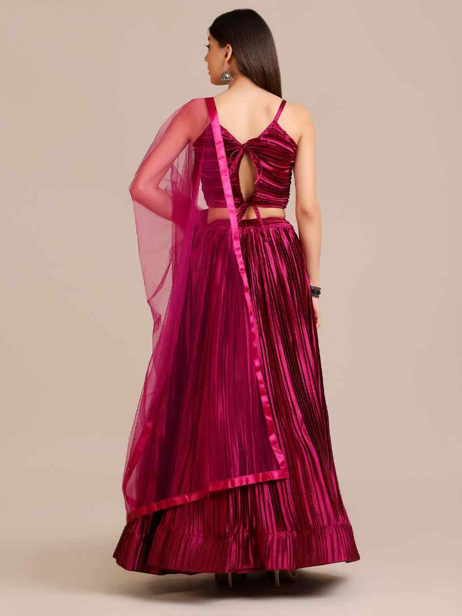 Purple Satin Silk Printed Festival Mehendi Circular Lehenga Choli