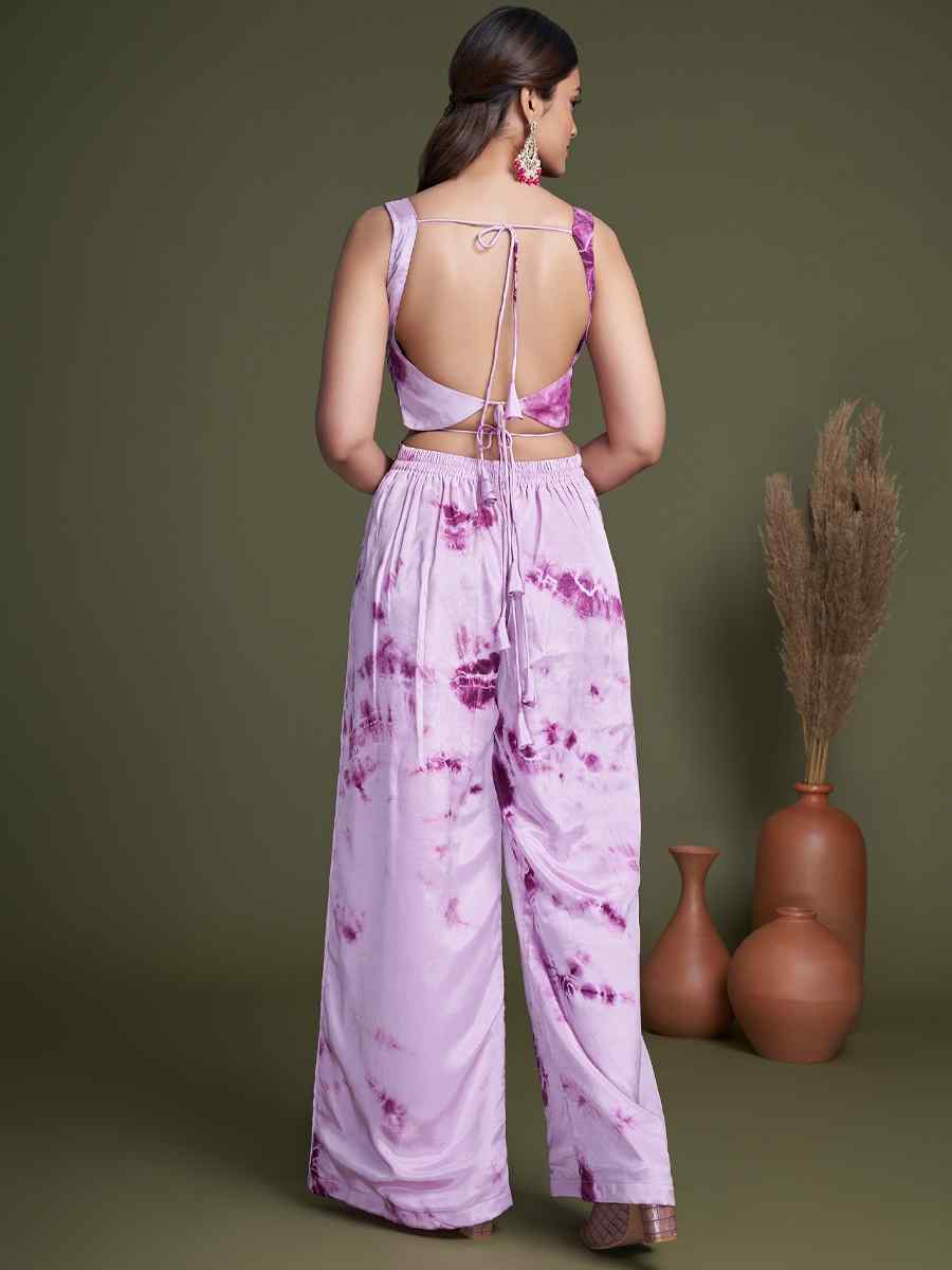 Purple Silk Embroiderd Party Casual Ready Palazzo Pant Salwar Kameez