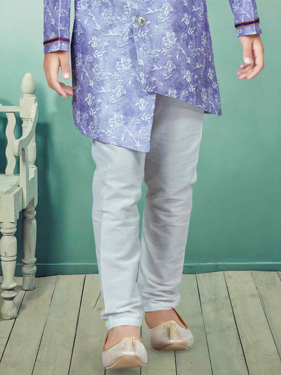 Purple Silk Embroidered Party Festival Kurta Pyjama Boys Wear