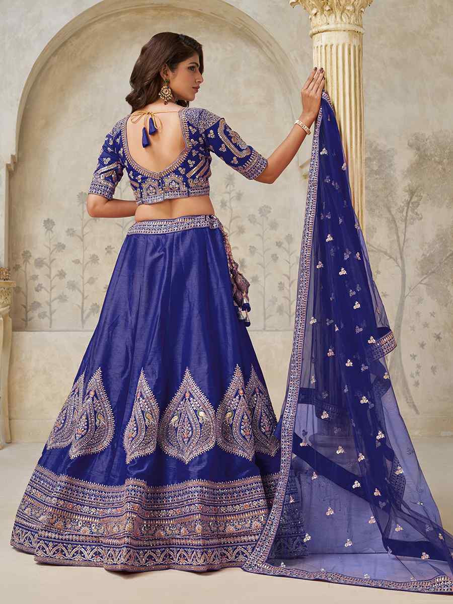 Purple Silk Embroidered Wedding Reception Festival Heavy Border Lehenga Choli