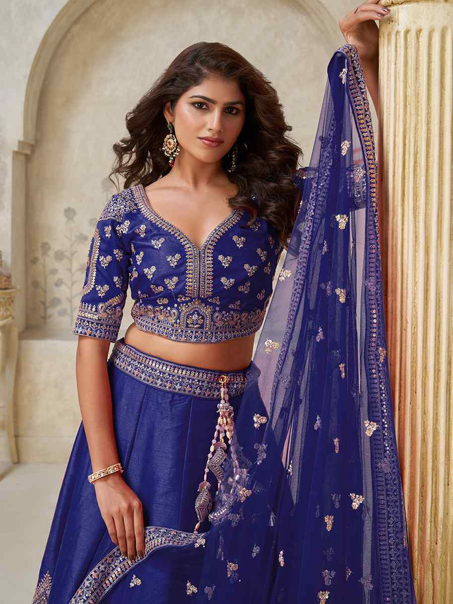 Purple Silk Embroidered Wedding Reception Festival Heavy Border Lehenga Choli