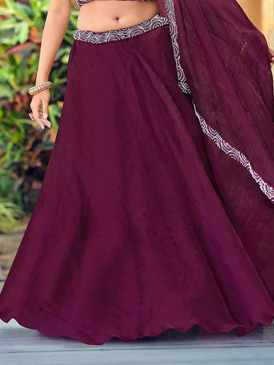 Purple Silk Embroidered Wedding Reception Festival Heavy Border Lehenga Choli