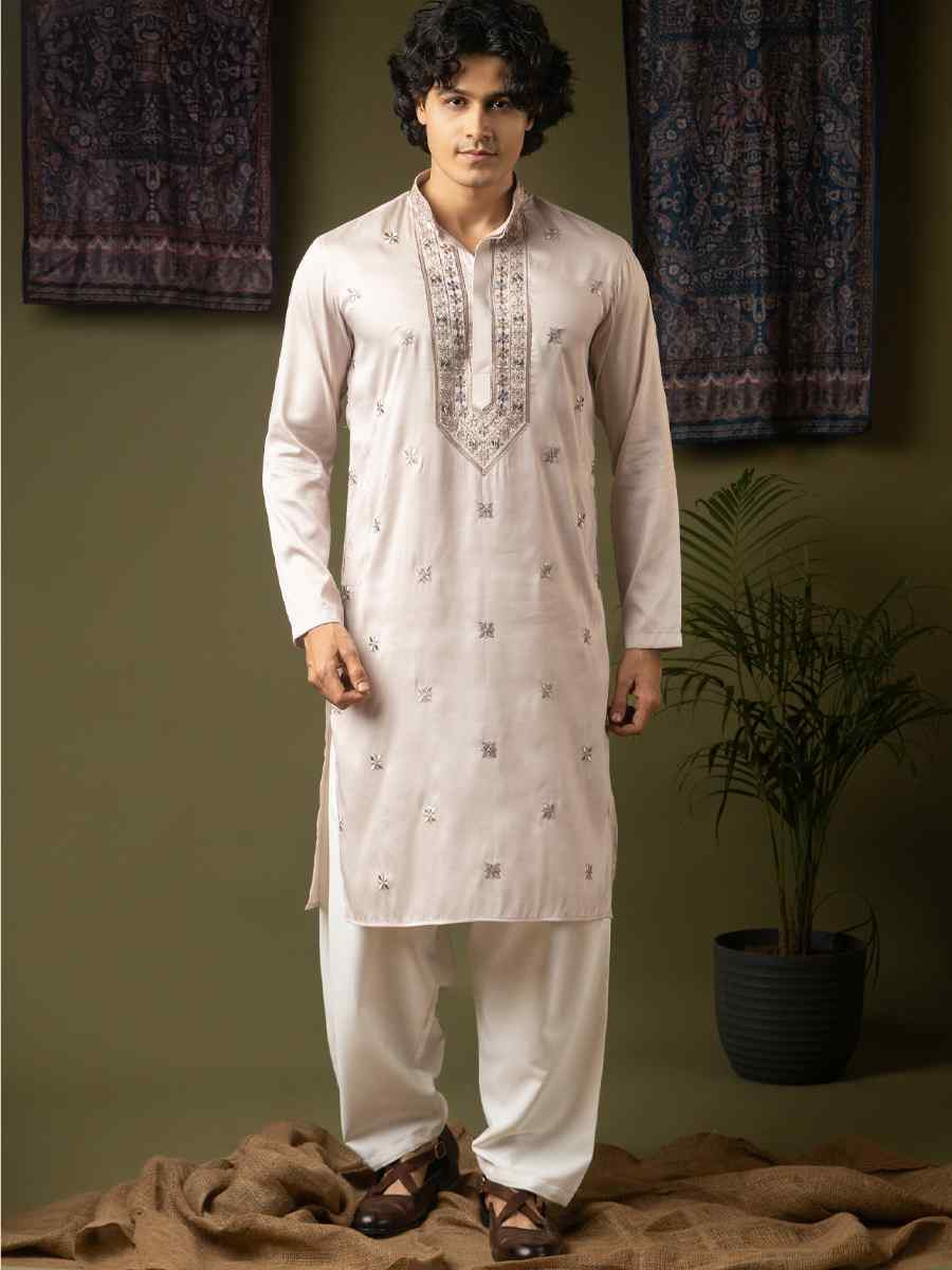 Purple Silk Embroidery Festival Wedding Party Mens Kurta